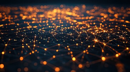 Poster - Blockchain data blocks interconnected in a luminous network, illustrating cryptocurrency technology and secure systems.