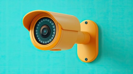 Poster - Cartoonish 3D security camera with a friendly design and bright colors, perfect for tech-themed illustrations.