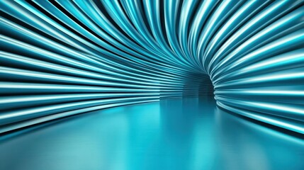 Poster - This image showcases a dynamic, curving tunnel illuminated by vibrant blue and soft lighting effects that create a futuristic and captivating ambiance.