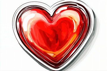 Wall Mural - red heart sticker, isolated, on white background