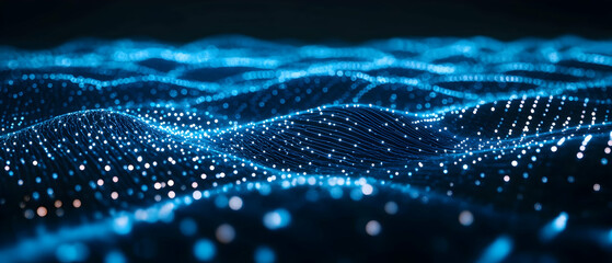 Poster - Blue vector background with digital technology and circuit board elements for web design or graphic presentation