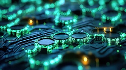 Poster - Digital blockchain network design with glowing connections, representing cryptocurrency technology in a futuristic style.