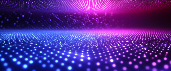 Poster - Blue and purple background with a hexagon pattern and glowing connection dots