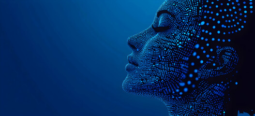 Poster - Artificial Intelligence concept with a blue digital background, vector illustration