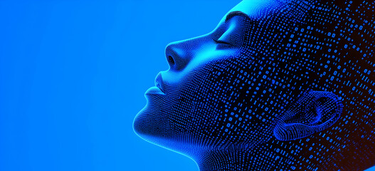 artificial intelligence concept with a blue digital background, vector illustration