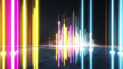 Poster - Vibrant light patterns create dynamic visuals in 4k footage showcasing modern digital art