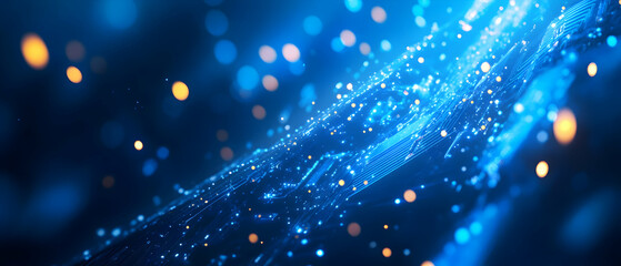 Poster - Abstract blue technology background with circuit board and digital elements vector illustration design