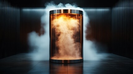Poster - A captivating smoke-filled chamber creates an air of mystery and intrigue, showcasing an elegant design with contrasting light, perfect for evoking curious emotions.