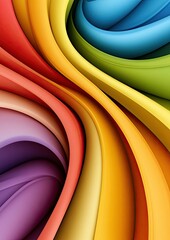 Wall Mural - Abstract Swirling Rainbow Colors, Vivid Gradient Curves, 3D Render of Colorful Fluid Design, Dynamic Multicolored Spiral Pattern, Smooth Shiny Texture, Bright and Vibrant Hues,