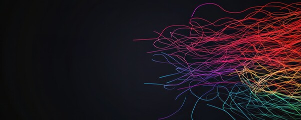Poster - A vibrant display of colorful lines swirling against a dark background, creating an abstract and dynamic visual effect.