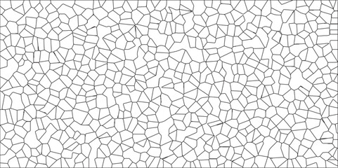 Wall Mural - Vector Pattern with Geometric Lines and Nature-Inspired Elements for Wallpaper, Decor, and Artful Surfaces. Retro Tiles Pattern w Black Lines & Quartz Crystal Voronoi Diagram. Broken Stained-Glass