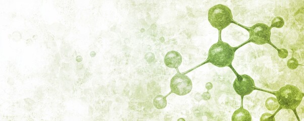Aufkleber - A vibrant green abstract design featuring molecular structures, symbolizing science, nature, and innovation.
