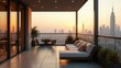 © Prasitama - Contemporary design of modern Balcony at golden hour, cinematic photography
