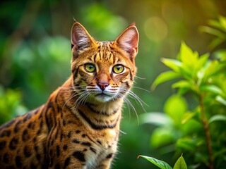 Wall Mural - Majestic Wild Cat in Profile, Copy Space for Text, Wildlife Photography