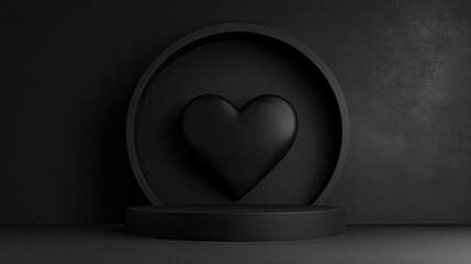 Aufkleber - Valentine's Day greeting card with heart on 3D podium
