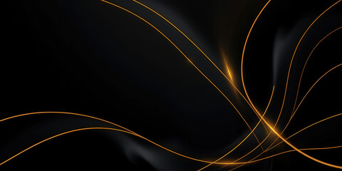 Poster - Abstract black luxury background with gold lines. Elegant wave modern wallpaper. Template banner background for sales, ads, events, awards, web, pages,