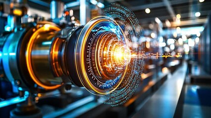 Poster - detailed view of a futuristic machine component in a high-tech manufacturing facility