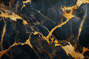 Aufkleber - A golden and black marble texture with soft, elegant veins running through it