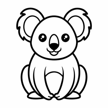 Simple a Koala line art vector design white background