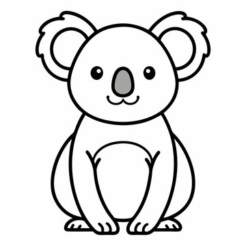 Simple a Koala line art vector design white background