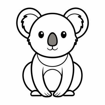 Simple a Koala line art vector design white background