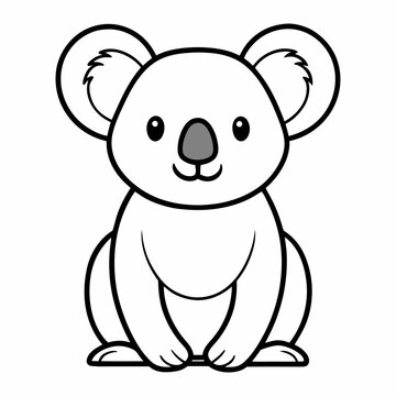 Simple a Koala line art vector design white background