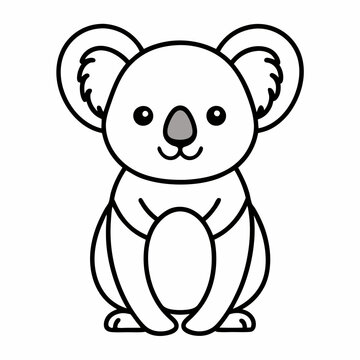 Simple a Koala line art vector design white background