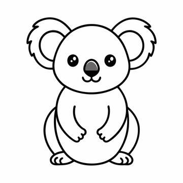 Simple a Koala line art vector design white background