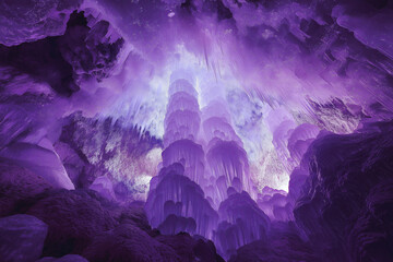 Poster - A mesmerizing, crystal-like cave illuminated by soft ambient purple light