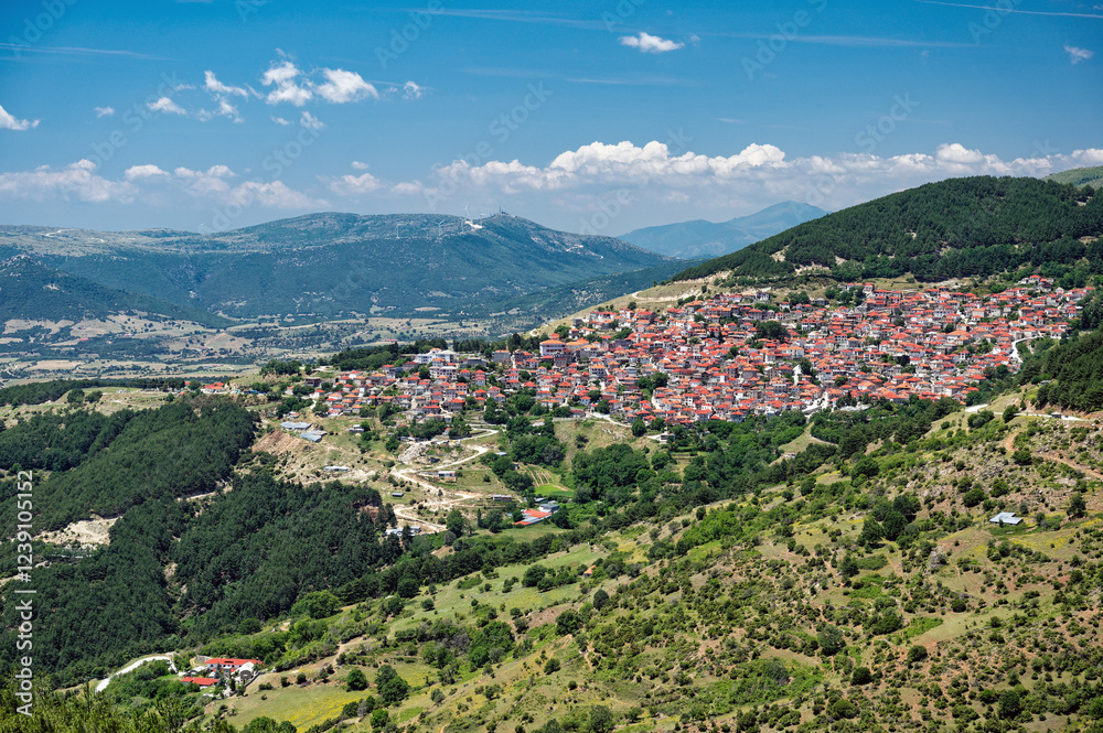 The traditional and historical village of Livadi near Mount Olympus in