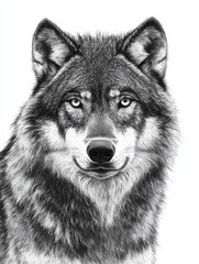  Detailed Black and White Drawing of a Majestic Wolf Portrait