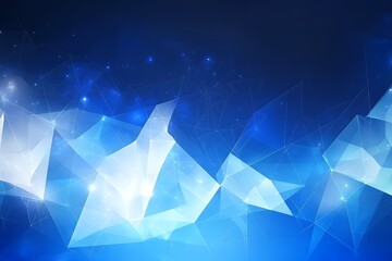 Poster - Abstract Blue and White Geometric Polygonal Background Low Poly Design Network Connection