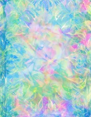 Poster - Pastel floral background creating a colorful frame with watercolor texture