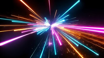 Poster - Dynamic patterns of light rays in vibrant colors showcasing a futuristic visual effect