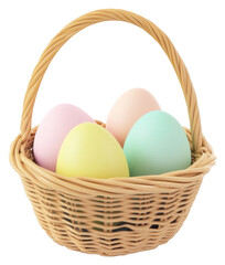 Wall Mural - PNG Pastel color eggs in the basket easter colors pastel colors.