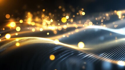 Poster - Dynamic golden particles dancing in a dark background creating mesmerizing patterns