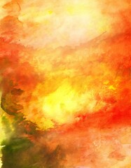 Poster - abstract yellow and orange watercolor background creating a vibrant and colorful design