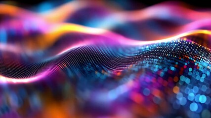 Poster - Colorful abstract waves in vibrant patterns showcasing dynamic movement and depth in 4K resolution