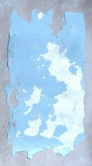 Canvas Print - Peeling light blue paint revealing gray concrete wall underneath