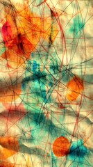 Poster - Colorful abstract background with intersecting lines and circles creating a dynamic composition