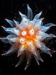 Poster - Stunning Abstract Floral Design with Ethereal Light Effects, Delicate Petals, and Vibrant Colors Set Against a Dark Background