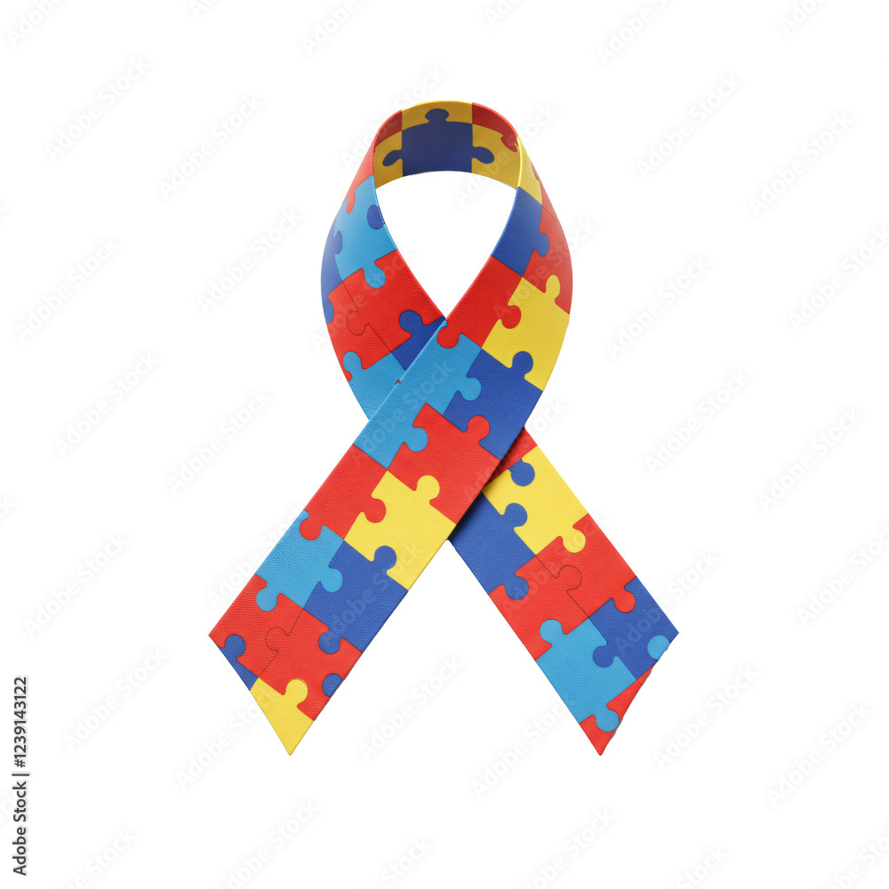 fita simbolo de conscientização do autismo, isolado no fundo branco ...