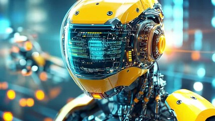 Poster - Innovative robot design showcasing advanced technology and circuitry elements in vibrant colors
