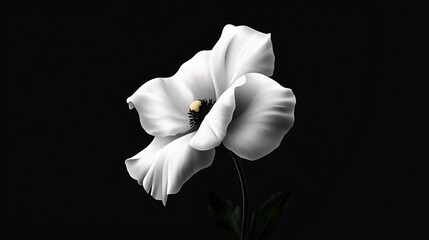 Wall Mural - White Flower Illustration on Black Background