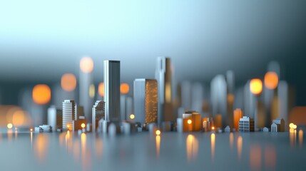 Poster - Urban Expansion in City Outskirts Illuminated by Soft Lights and Modern Architecture