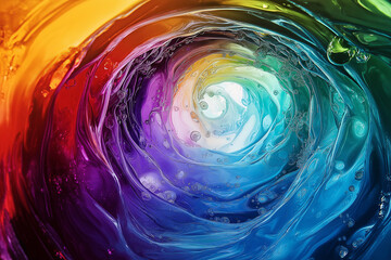 Poster - A psychedelic swirl of liquid rainbow colors, creating an infinite vortex effect