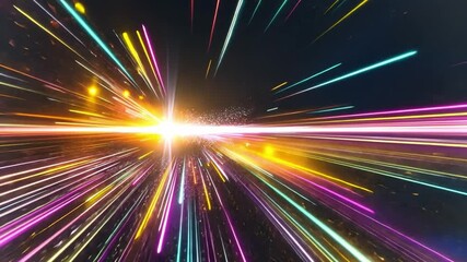 Poster - Dynamic burst of colorful lights creating an explosion of energy in a cosmic setting