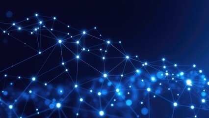 Wall Mural - Abstract network visualization, glowing blue nodes and connections, digital constellation, futuristic technology concept,