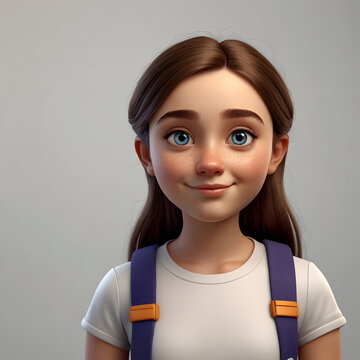 Fun 3D illustration of a cartoon teenage