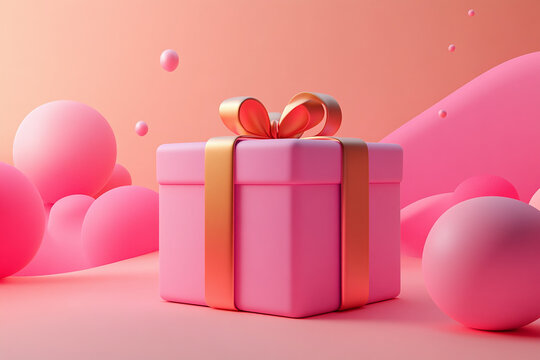 Modern 3D Present Icon, birthday banner